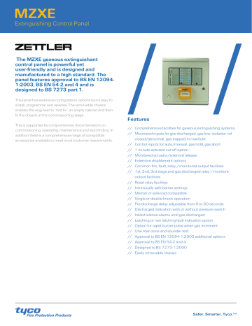 ZETTLER MZXE Gaseous Extinguishing Control Panel Datasheet | Manualzz