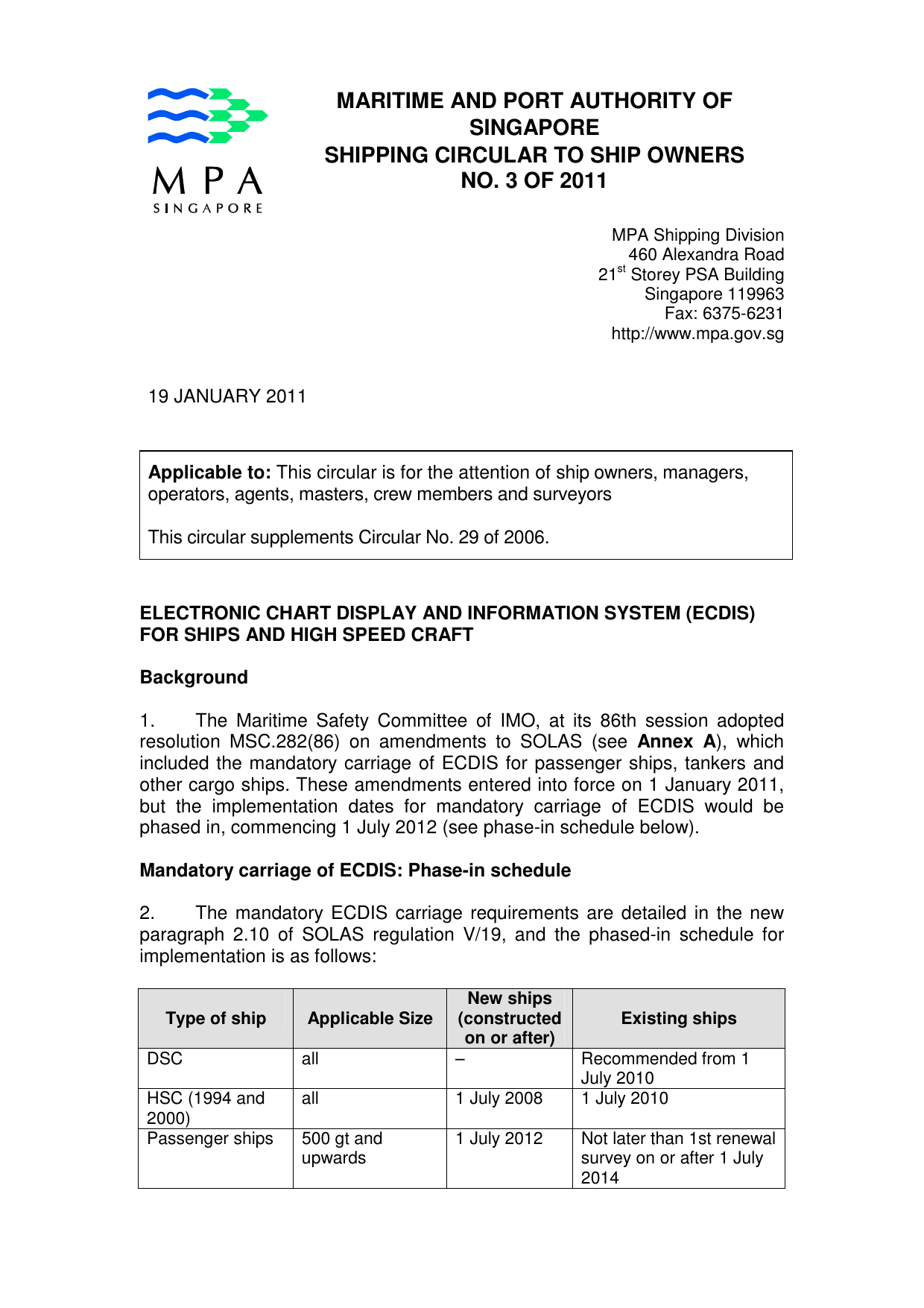 Maritime And Port Authority Of Singapore Shipping Circular To Ship Manualzz