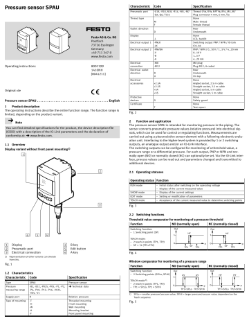 Pressure sensor SPAU | Manualzz