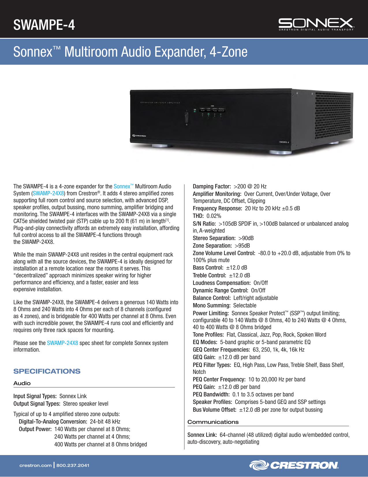 SWAMPE-4 Sonnex™ Multiroom Audio 