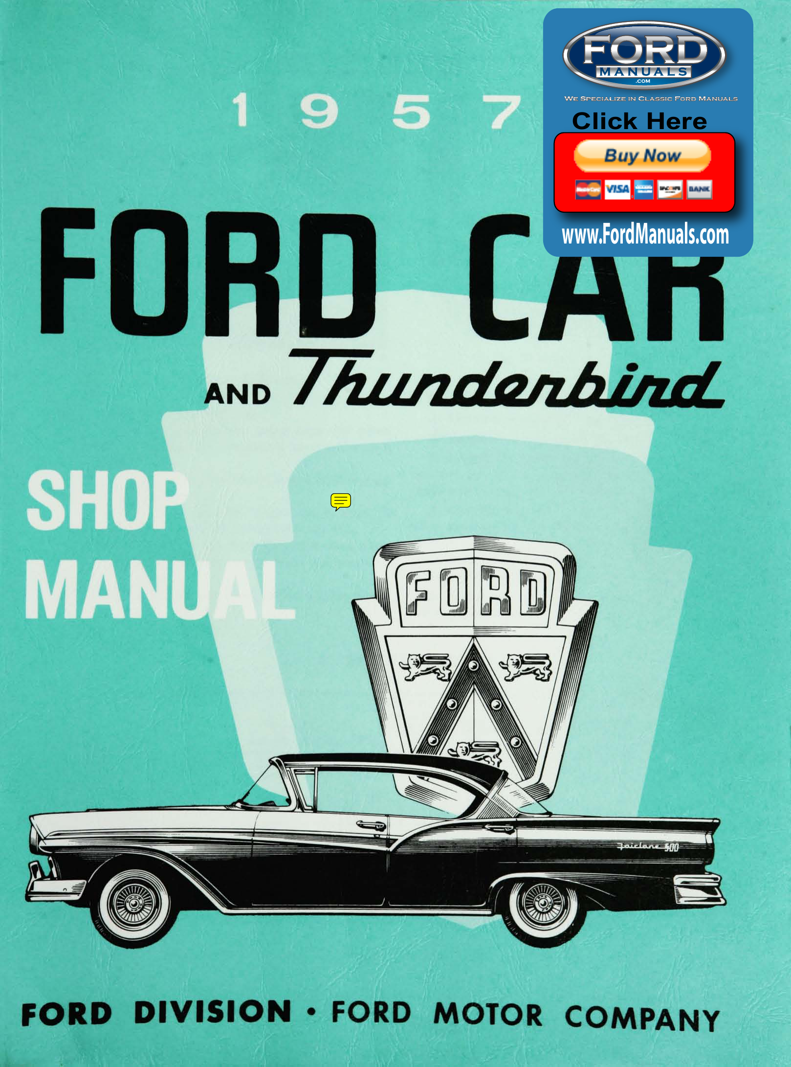 1956 Ford Thunderbird Owners Manual 56 T bird Owner Handbook User Guide Book