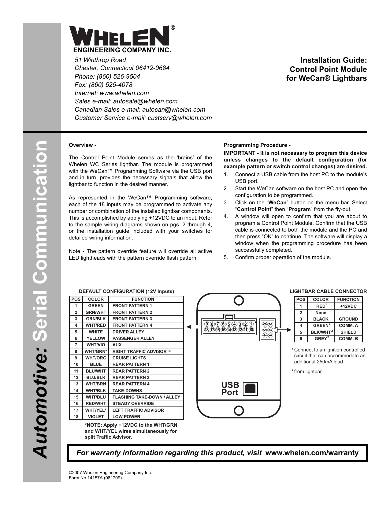 14157: 18-input WeCan® Control Point Module | Manualzz  Whelen Liberty 2 Lightbar Wiring Diagram    Manualzz