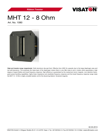 MHT 12 - 8 Ohm | Manualzz