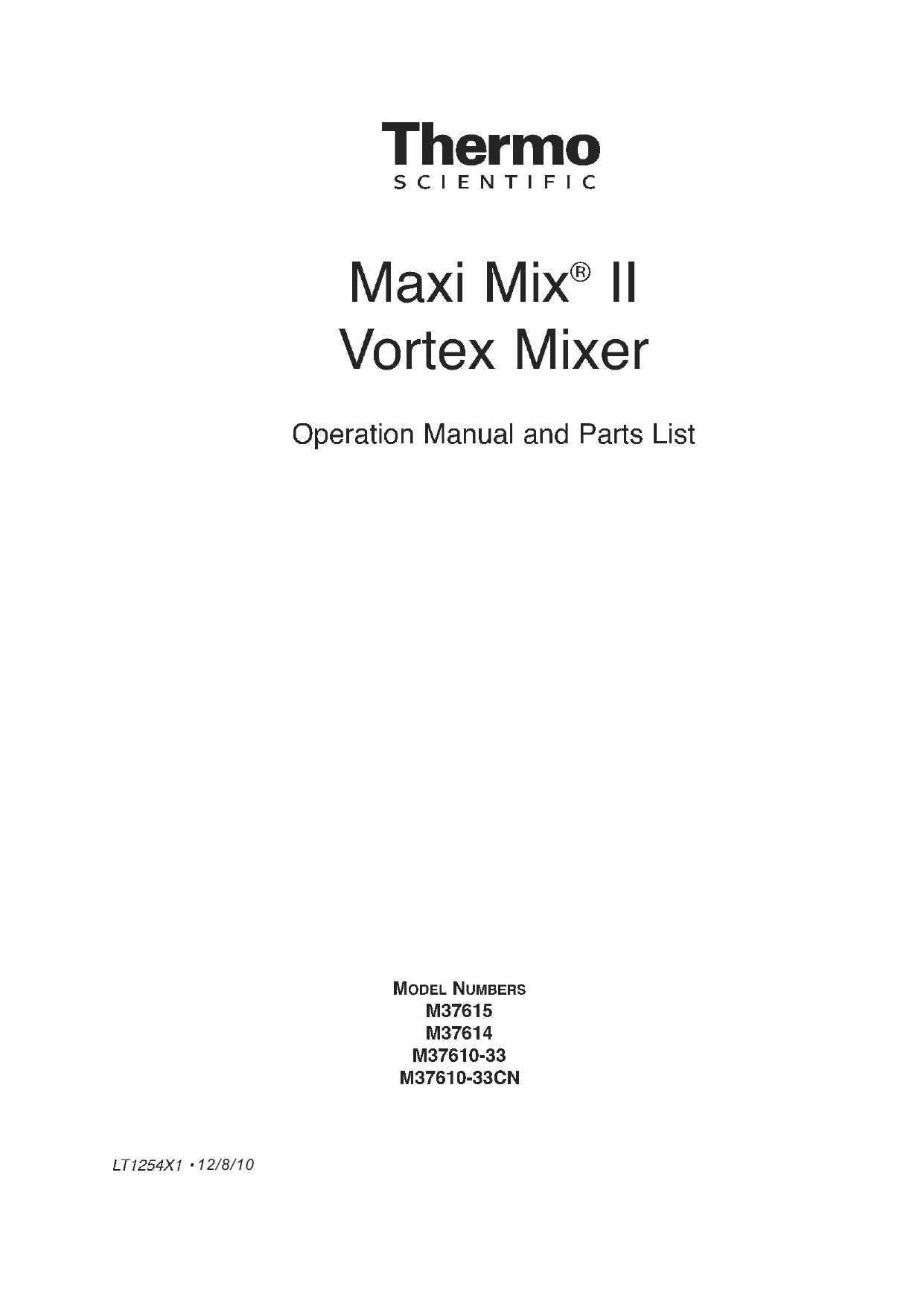 Maxi Mix II Vortex Mixer Operation Manual and Parts List Manualzz