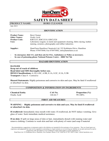 Safety Data Sheet Hamilton Chemicals Manualzz