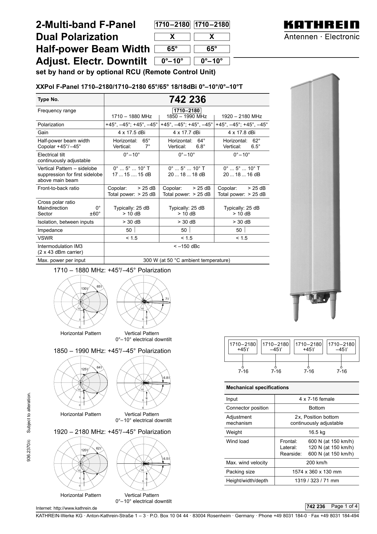 741518 Datasheet (PDF) - KATHREIN Solutions GmbH