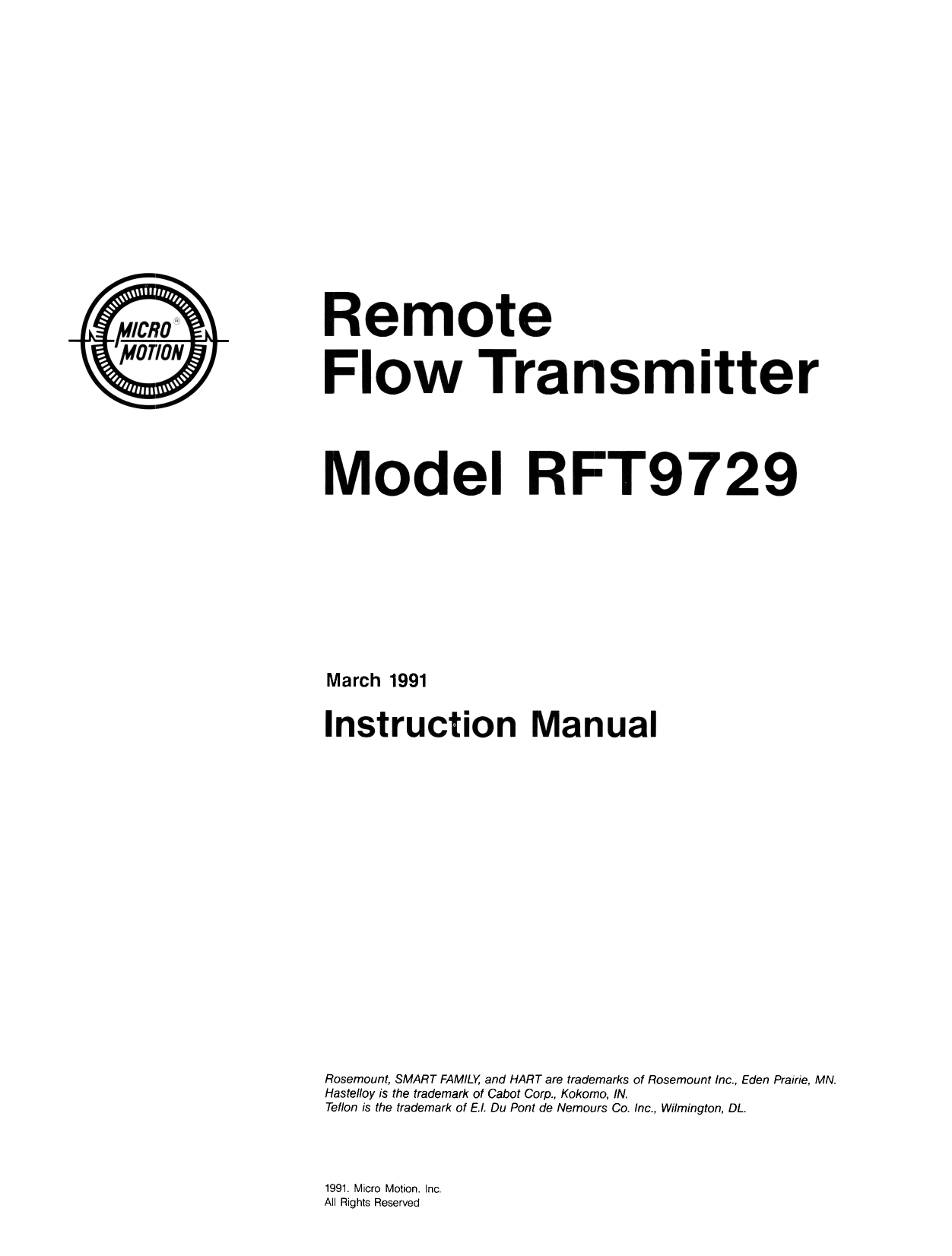 Micro Motion Remote Flow Transmitter Model Rft9729 Owner S Manual Manualzz
