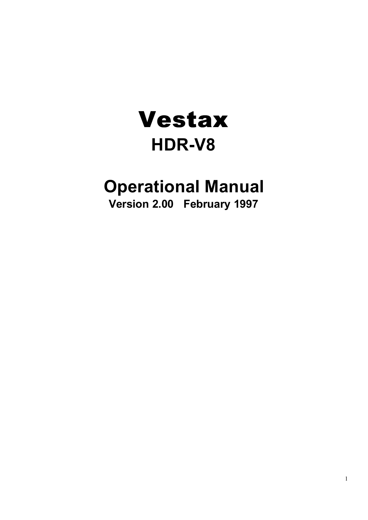 Vestax HDR-V8 Operational Manual | Manualzz