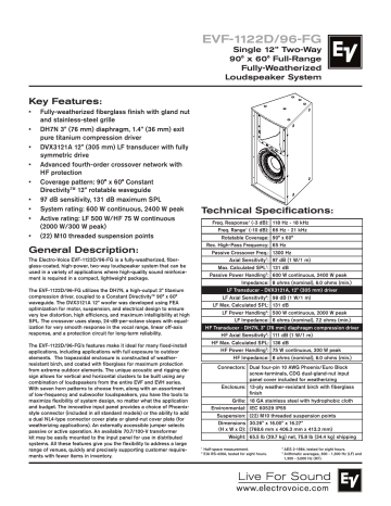 Electro-Voice EVF-1122D/96-FG Data Sheet | Manualzz