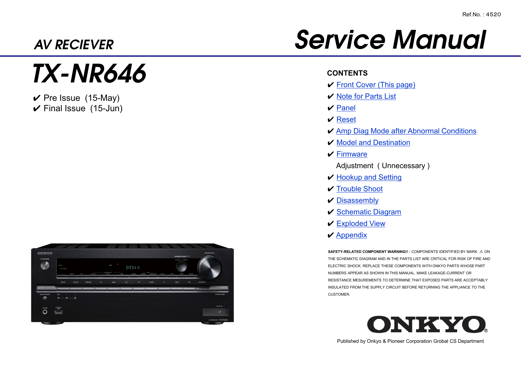 Onkyo Service Manual for the TX-36 Tuner Amplifier Amp Receiver ~ Repair Manual 