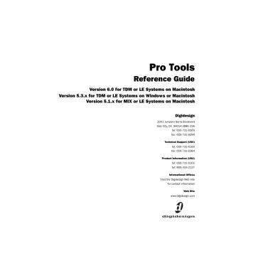 Avid Pro Tools LE 6.0 Reference Guide | Manualzz