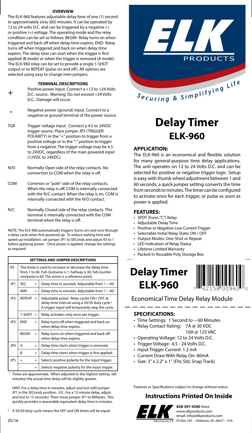 Elk 960 Instructions Manualzz