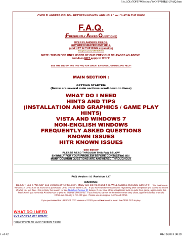 Faq Wings Over Flanders Fields Manualzz