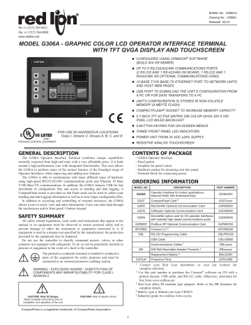 red lion G306A HMI Operator Panel Product manual | Manualzz