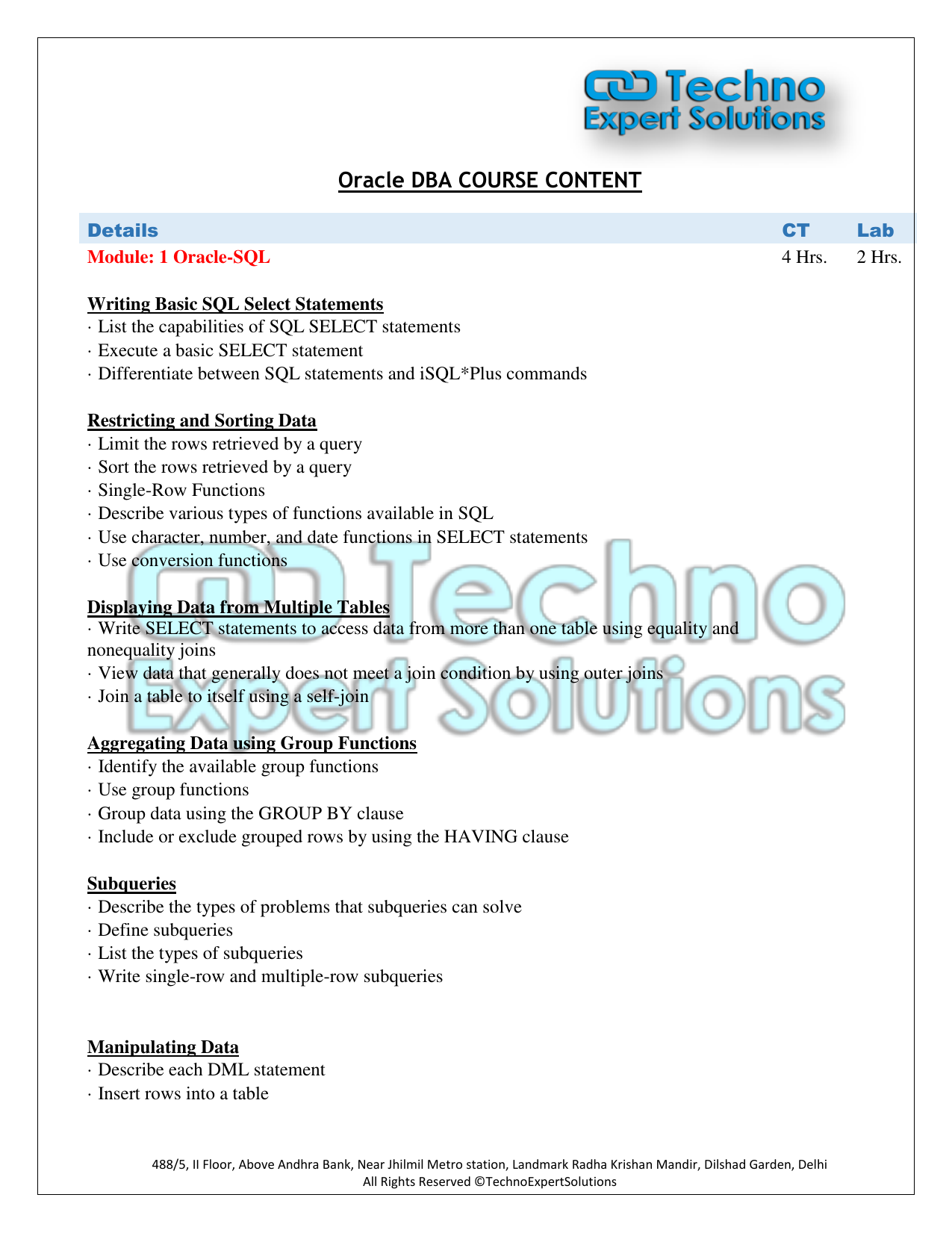 Oracle DBA COURSE CONTENT  Manualzz