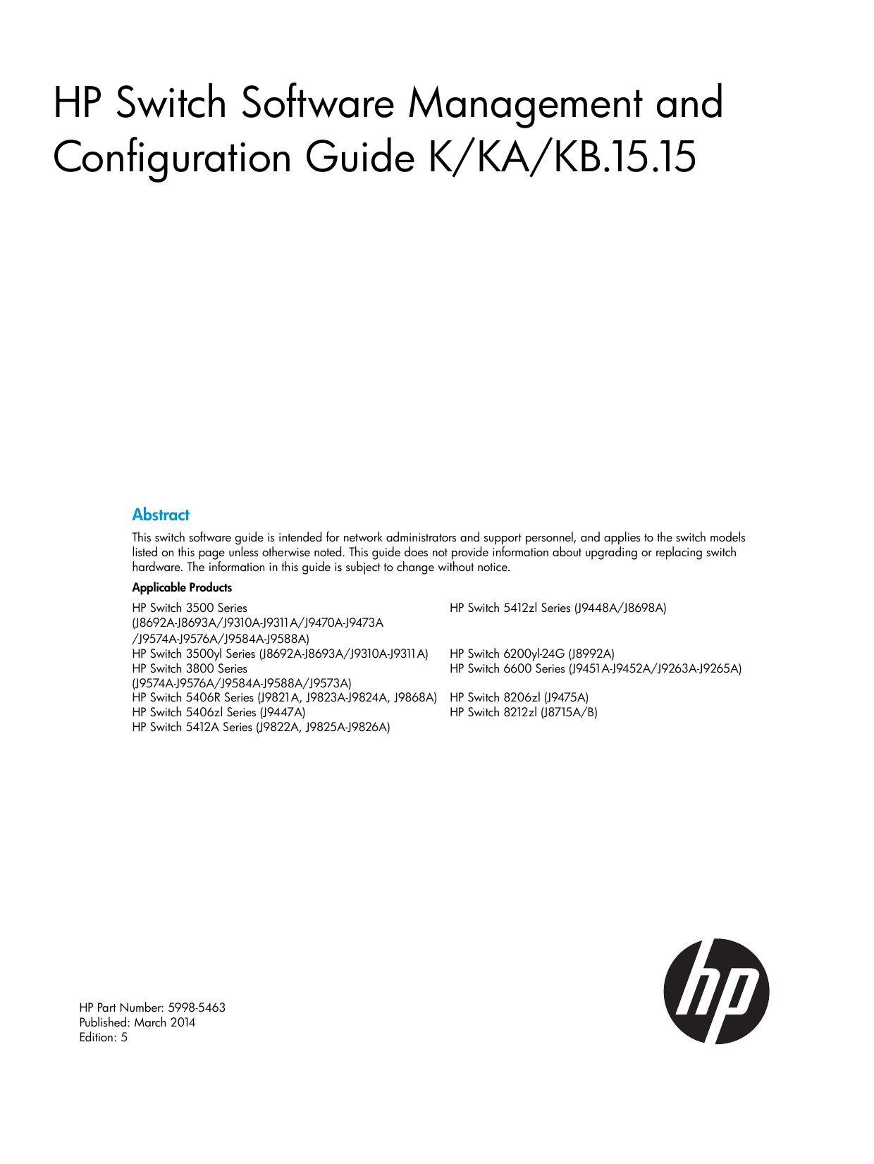 HP Switch Software Management and Configuration Guide K/KA/KB | manualzz.com