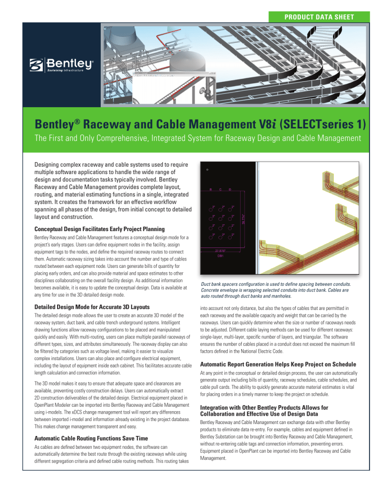 Bentley® Raceway and Cable Management V8i | Manualzz