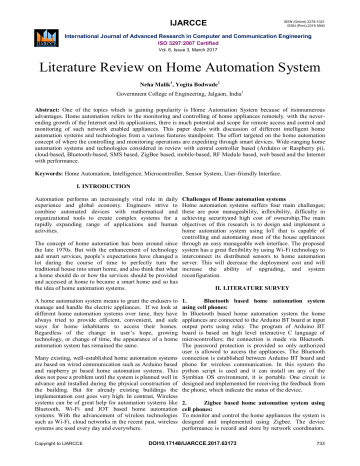 Literature Review On Home Automation System Manualzz