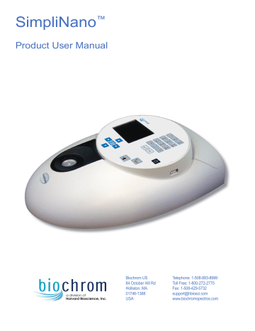 Simplinano Biochrom Spectrophotometers Manualzz