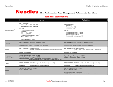 Needles The Customizable - Needles Case Management Software | Manualzz