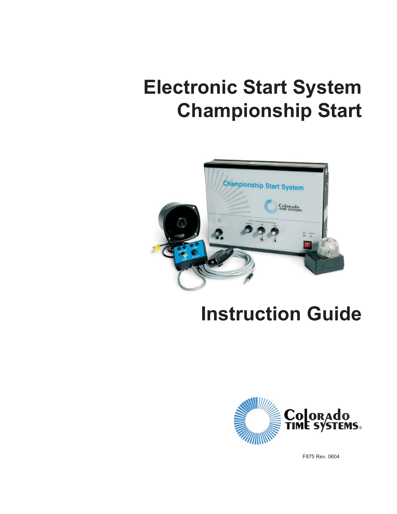 Instruction Guide Electronic Start System Championship Start Manualzz