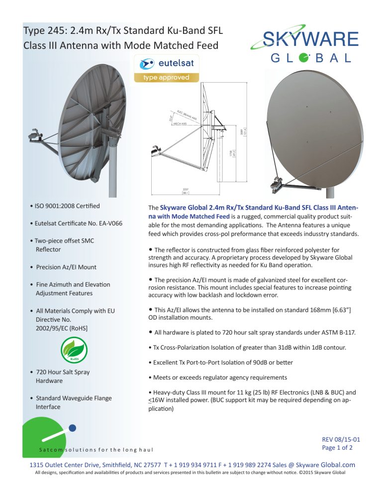 Type 245 2 4m Rx Tx Standard Ku Band Sfl Manualzz