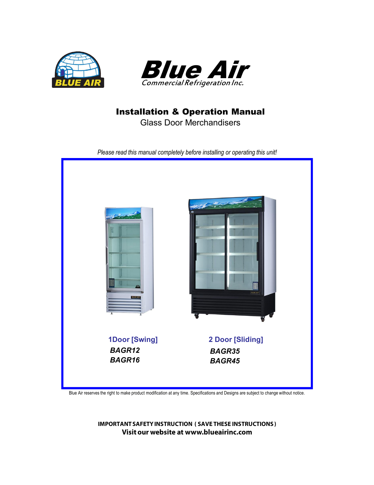 Blue air commercial refrigeration parts Clearance