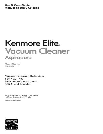 Kenmore Elite 12531150610 Vacuum Cleaner Use & care guide | Manualzz