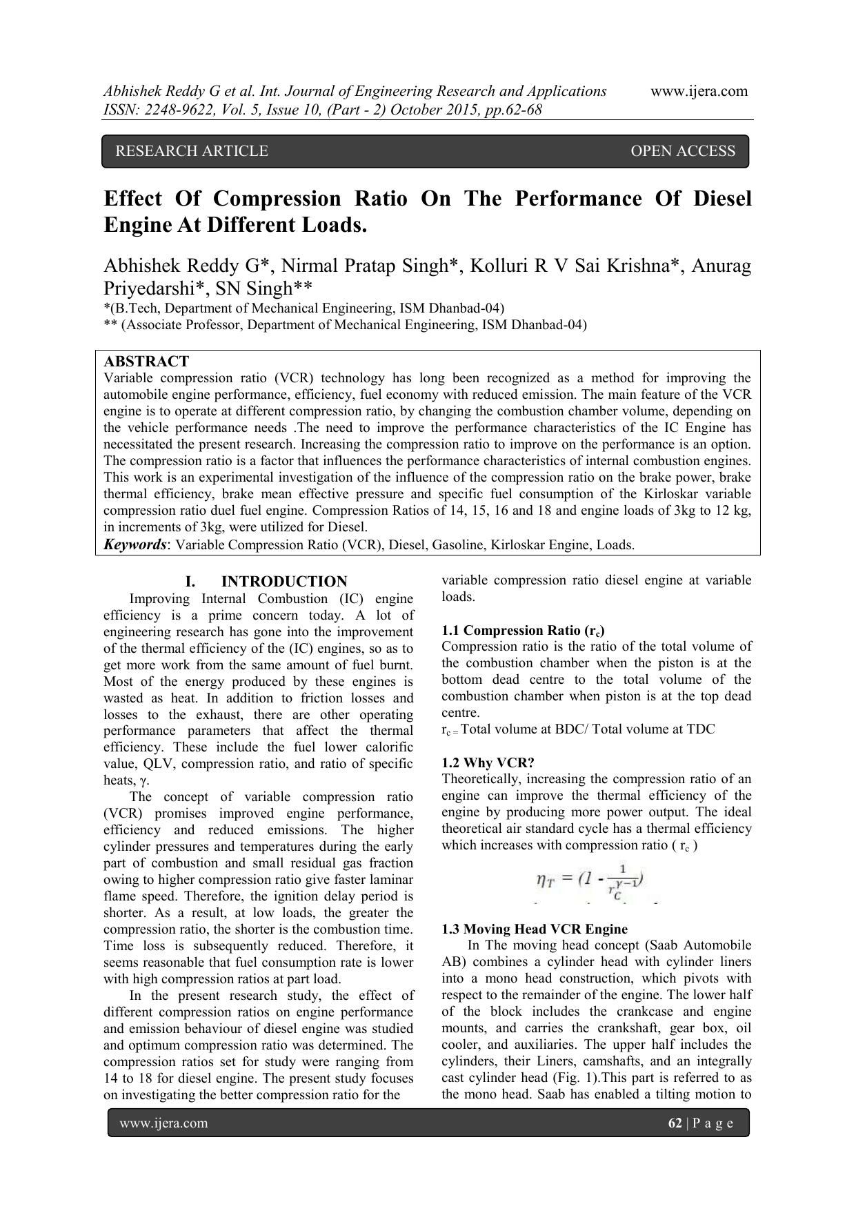 Effect Of Compression Ratio On The Performance Of Diesel Engine Manualzz