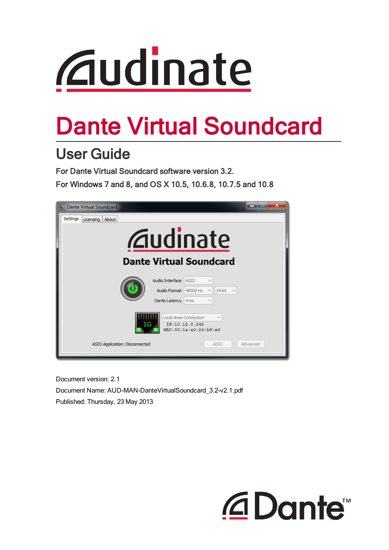 dante virtual soundcard with mac osx 10.13