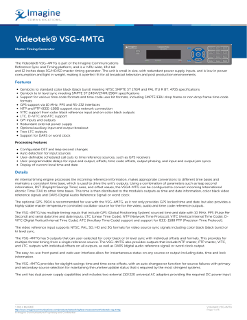 Videotek® VSG-4MTG | Manualzz