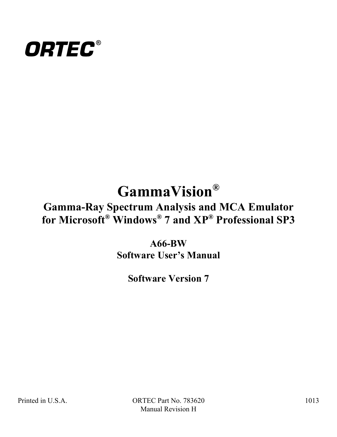 ORTEC GammaVision v7 User Manual 783620H Manualzz