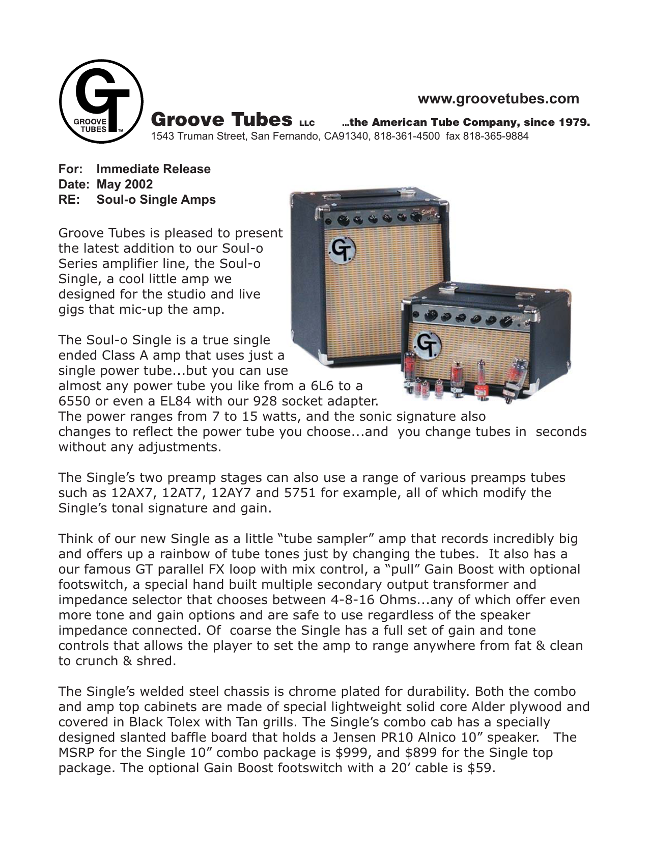 Preamp Tube Gain Chart