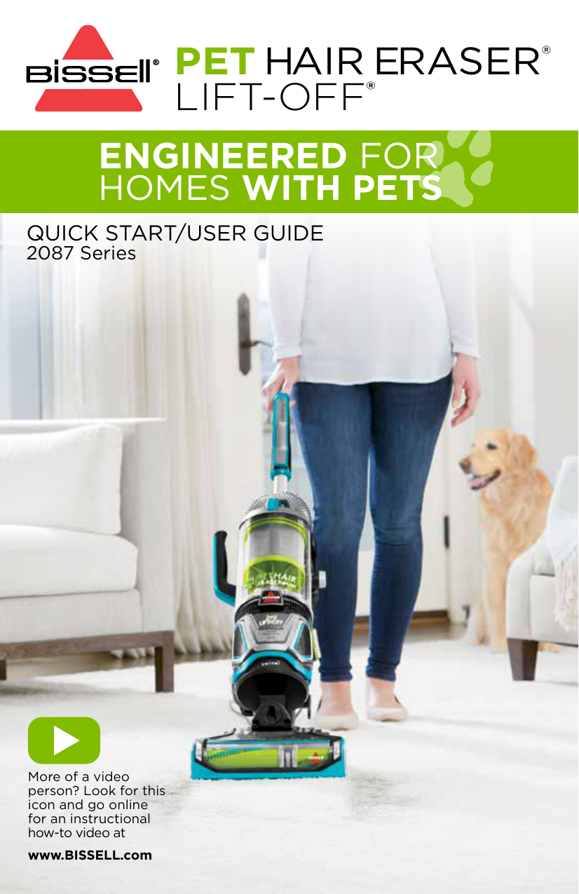 Bissell Pet Hair Eraser Lift off 2087 Series Owner Manual Manualzz