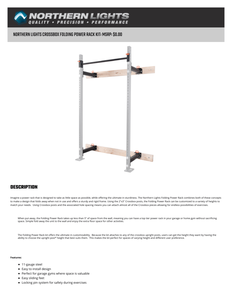 Northern Lights Folding Power Rack Northern Lights Folding Power