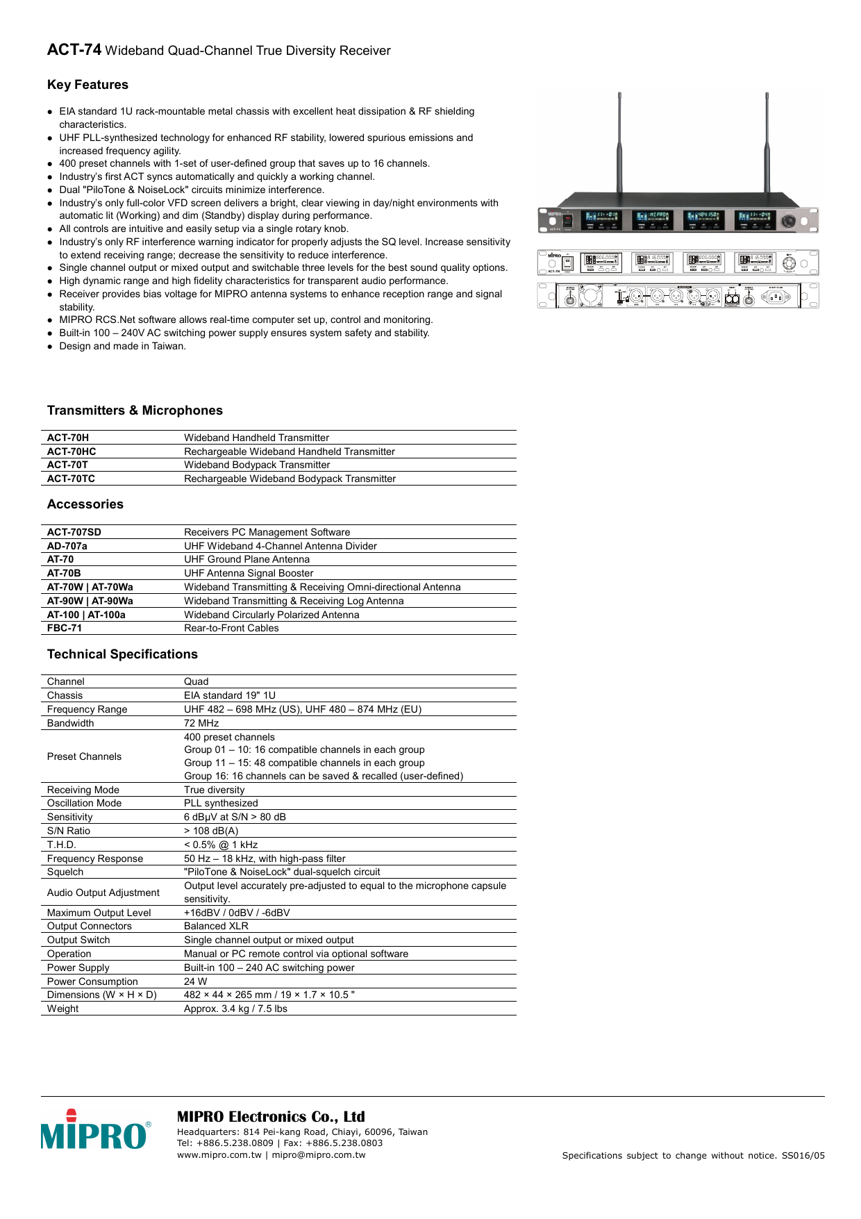 Act 74 Wideband Quad Channel True Diversity Receiver Manualzz