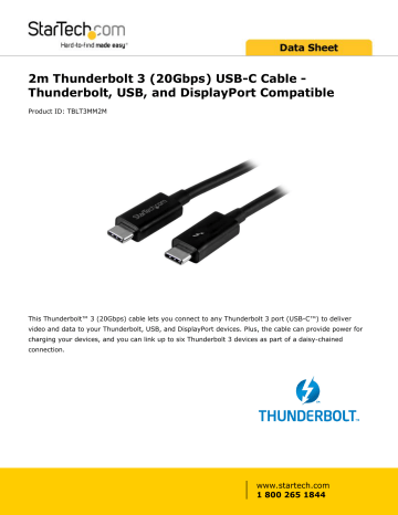 2m Thunderbolt 3 (20Gbps) USB-C Cable | Manualzz