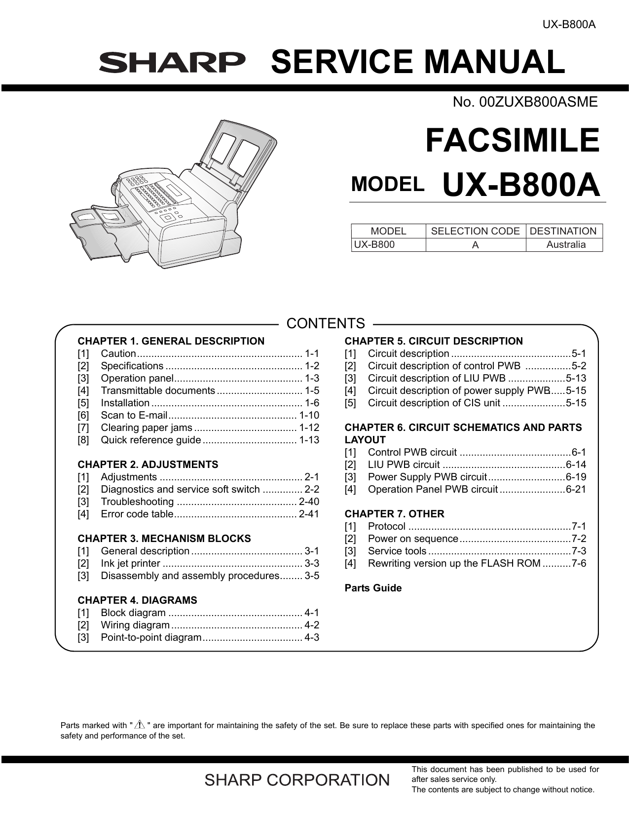 Service Manual Facsimile Ux Manualzz