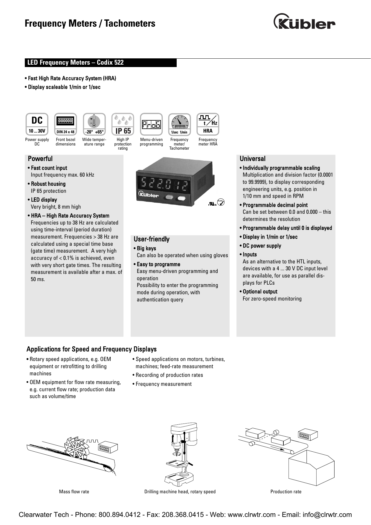 Kubler Codix 522/524/52U/52P Meters/Counters/Displays | Manualzz