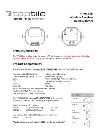 Tt401 Wireless Led Dimmer Manual V4 1 Manualzz