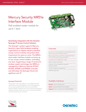 Mercury Security Mr51e Interface Module Manualzz