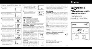 Drayton Erie Digistat 3 Owner Manual | Manualzz