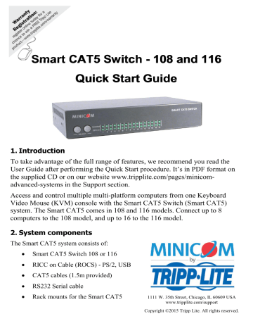 Tripp Lite Minicom Cat5 KVM Switches Quick Start Guide | Manualzz