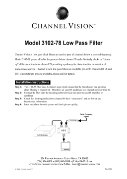 Low Pass Filter 3102-78 Installation Instructions