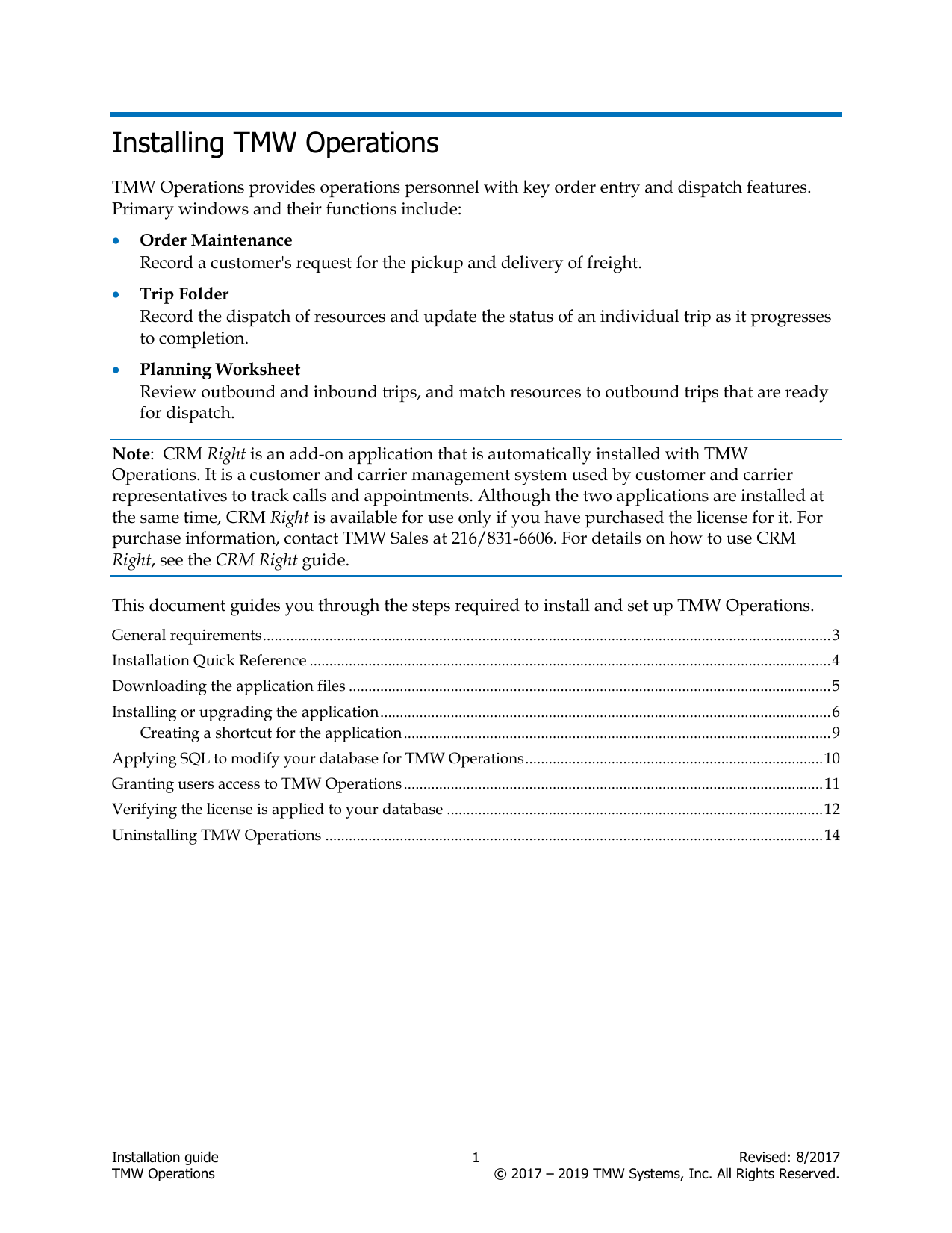 Installing TMW Operations | Manualzz