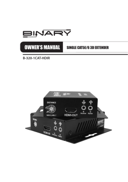 Binary B-320-1CAT-HDIR - Owner's Manual, User Guide | Manualzz.com