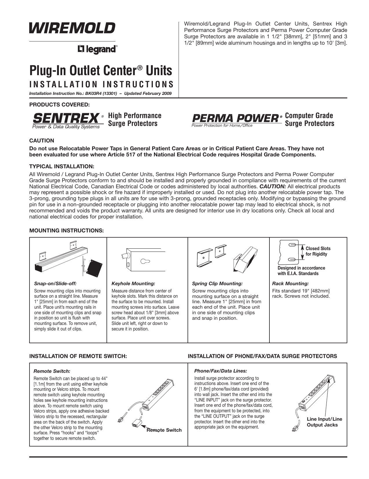 Plug In Outlet Center Units Installation Instructions Manualzz