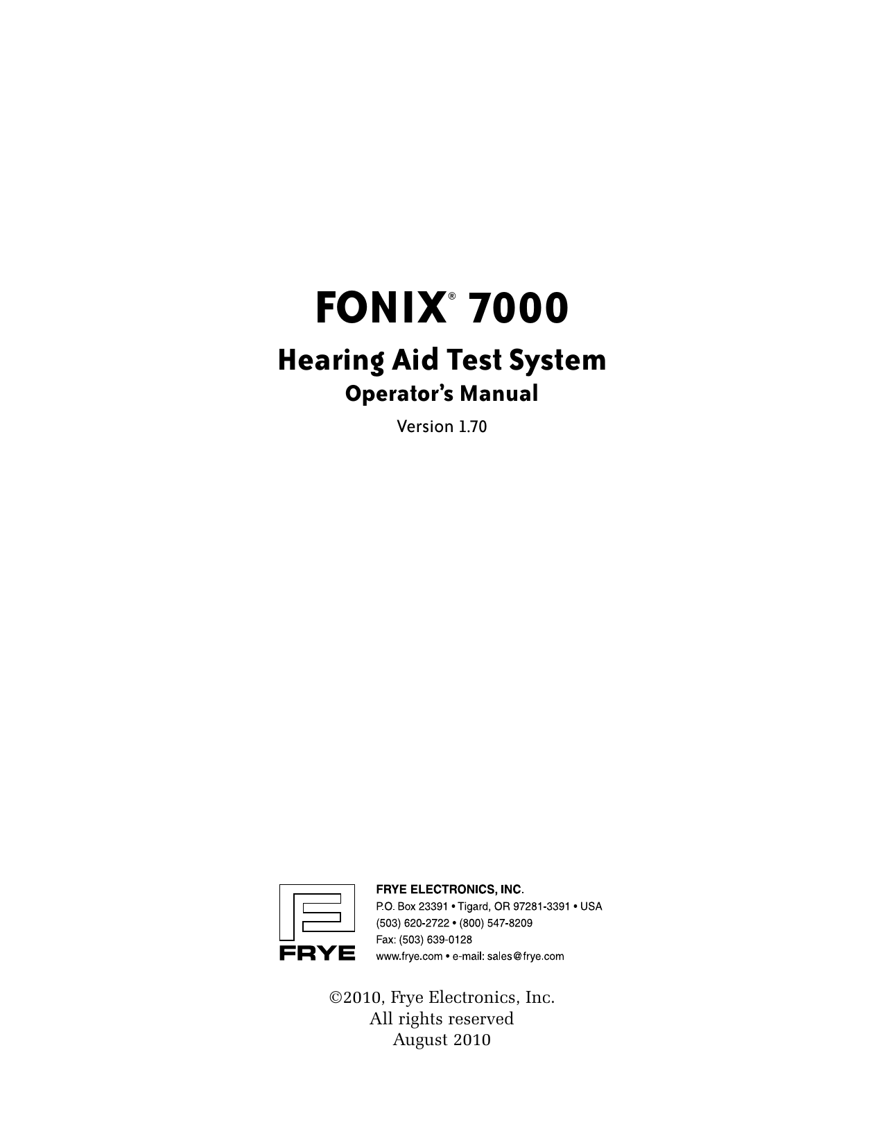 Frye fonix® 7000 Manualzz