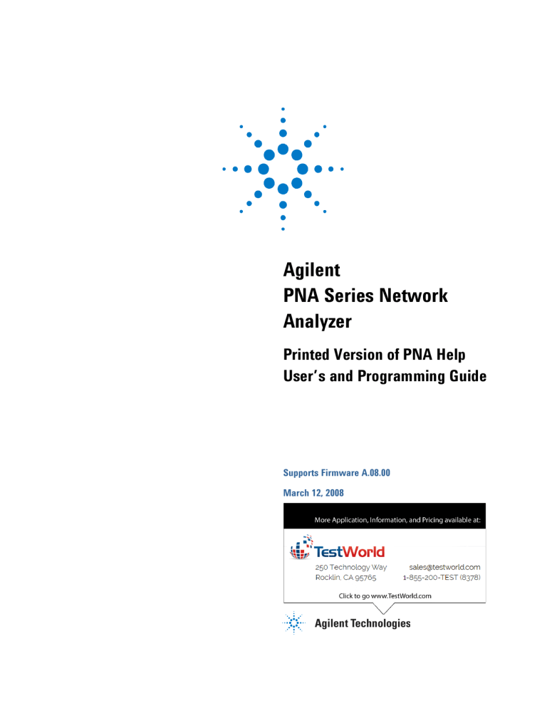 Agilent Pna Series Network Analyzer Manualzz