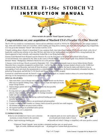 Maxford FIESELER Fi-156c STORCH V2 Instruction manual | Manualzz